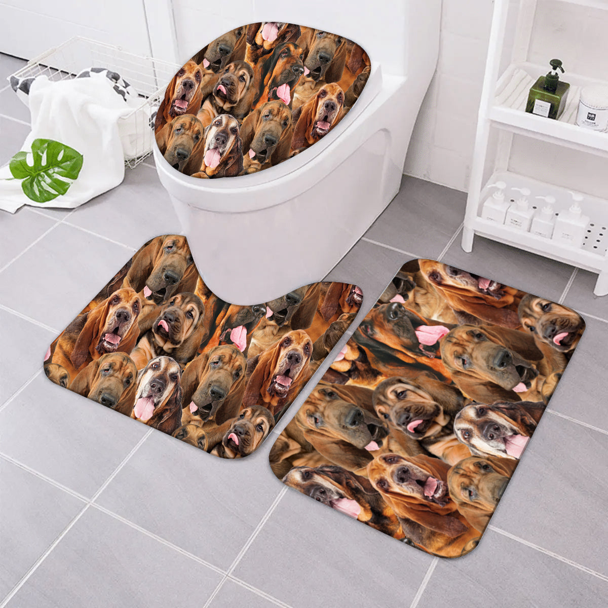 A Bunch Of Bloodhounds Bathroom Mat Set