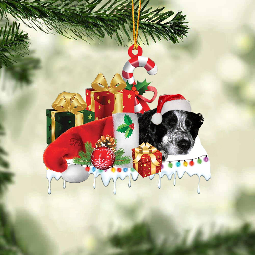 Blue roan cocker spaniel Merry Christmas Hanging Ornament-0211