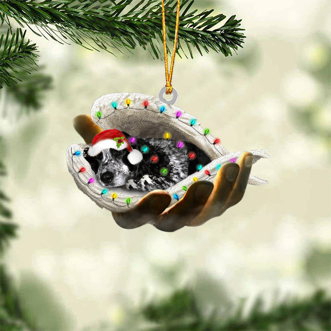 Blue roan cocker spaniel Sleeping Angel In God Hand Christmas Ornament