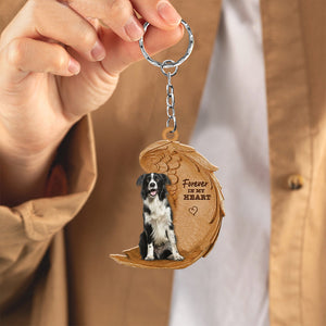 Border Collie Forever In My Heart Flat Acrylic Keychain