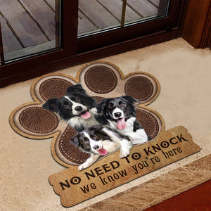 Border Collie No Need To Knock We Know You're Here Custom Doormat