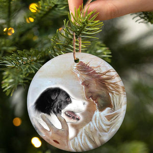New Release -Border Collie With God Porcelain/Ceramic Ornament