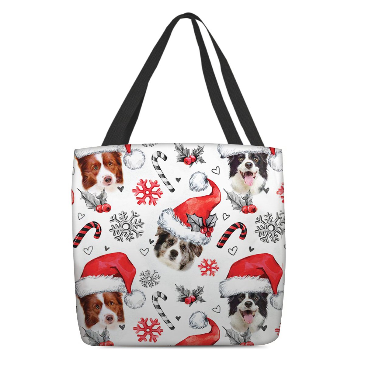 Border Collie Merry Christmas Tote Bag