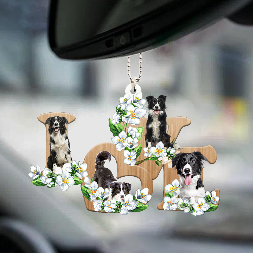 Border Collie Love Flowers Dog Lover Car Hanging Ornament