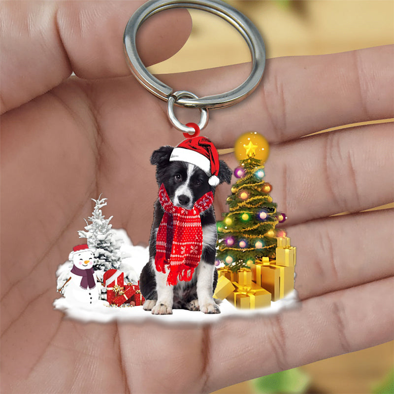Border Collie Early Merry Christma Acrylic Keychain