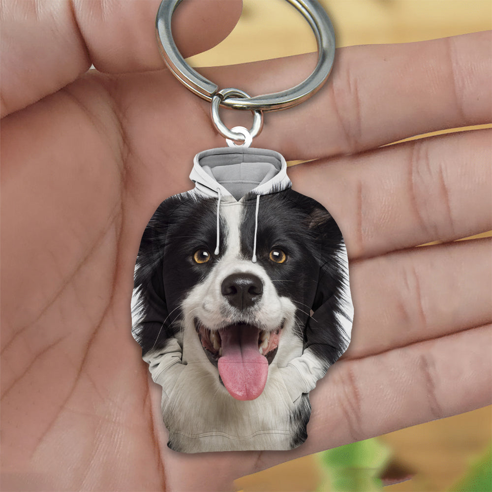Border Collie 3D Graphic Hoodie Acrylic Keychain