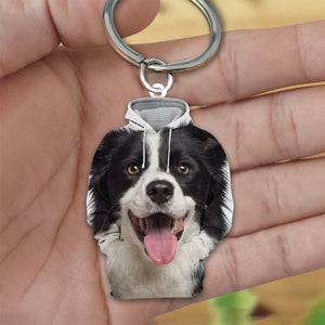 Border Collie 3D Graphic Hoodie Acrylic Keychain