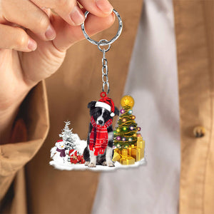 Border Collie Early Merry Christma Acrylic Keychain