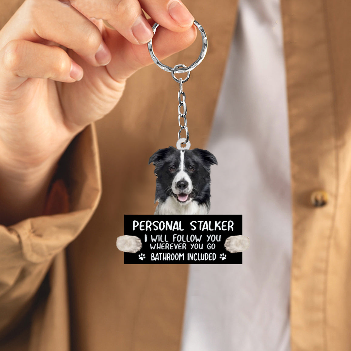 Border Collie Personal Stalker Acrylic Keychain