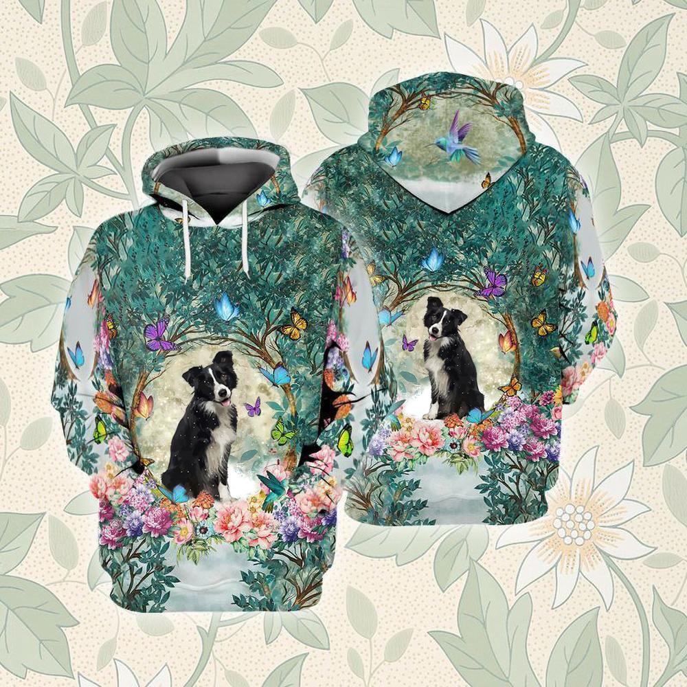 Border Collie Among Forest Unisex Hoodie