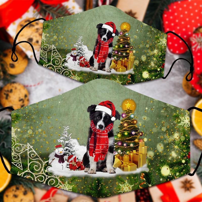 Border Collie Merry Christmas Face Mask