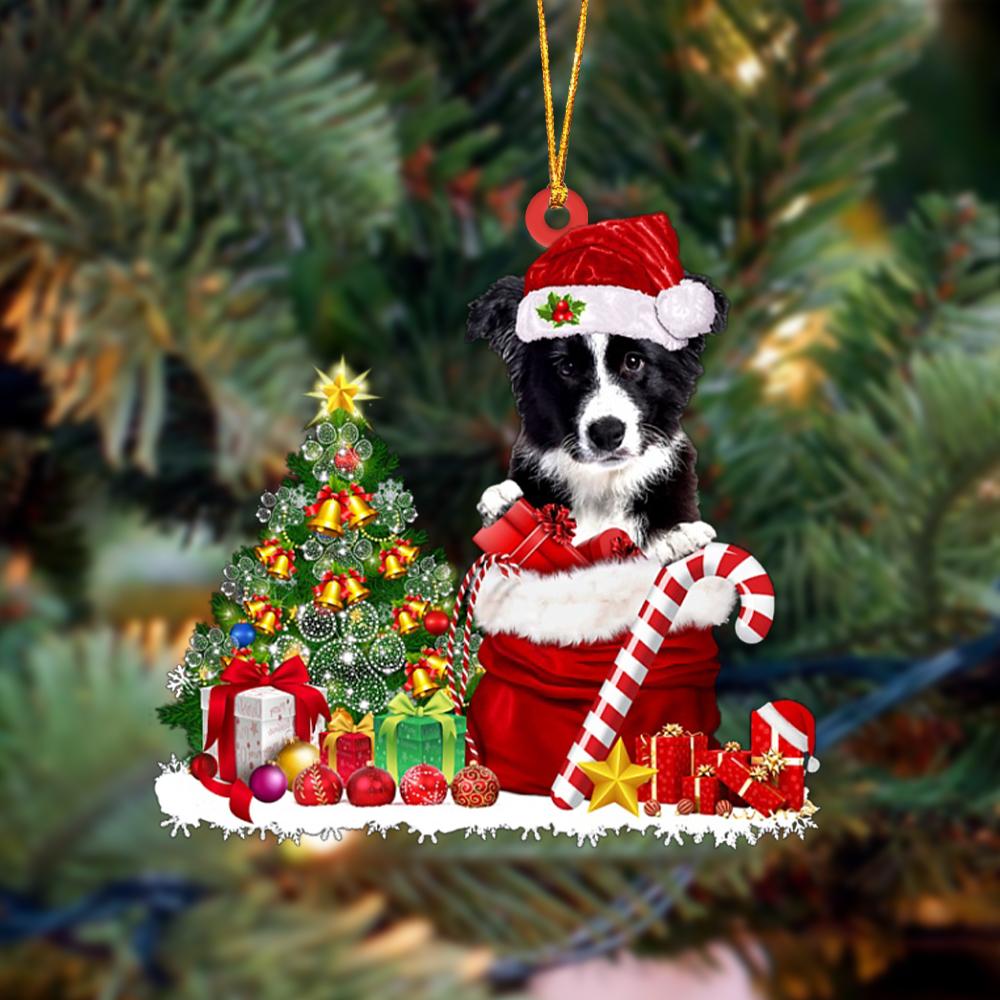 Border Collie Gift Bag Merry Christmas Ornament