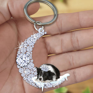 Border Collie moon Sleeping On A Diamond Moon Acrylic Keychain