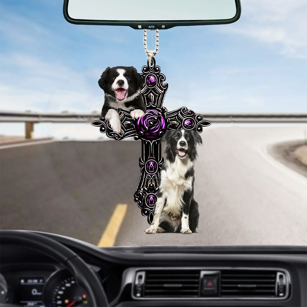 Border Collies Pray For God Car Hanging Ornament
