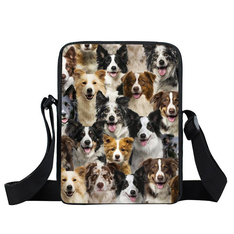 A Bunch Of Border Collies Oxford Cloth Zipped Messenger Bag