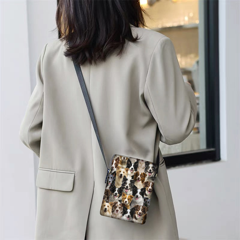 A Bunch Of Border Collies Oxford Cloth Zipped Messenger Bag