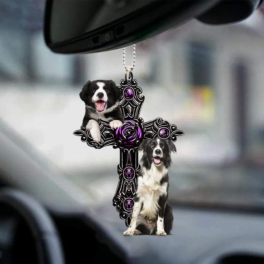 Border Collies Pray For God Car Hanging Ornament