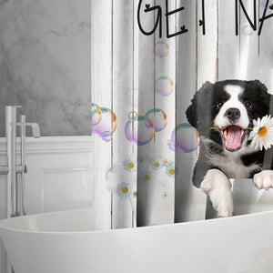 Border Collies Get Naked Daisy Shower Curtain