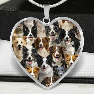 A Bunch Of Border Collies Heart Necklace