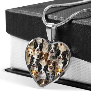 A Bunch Of Border Collies Heart Necklace