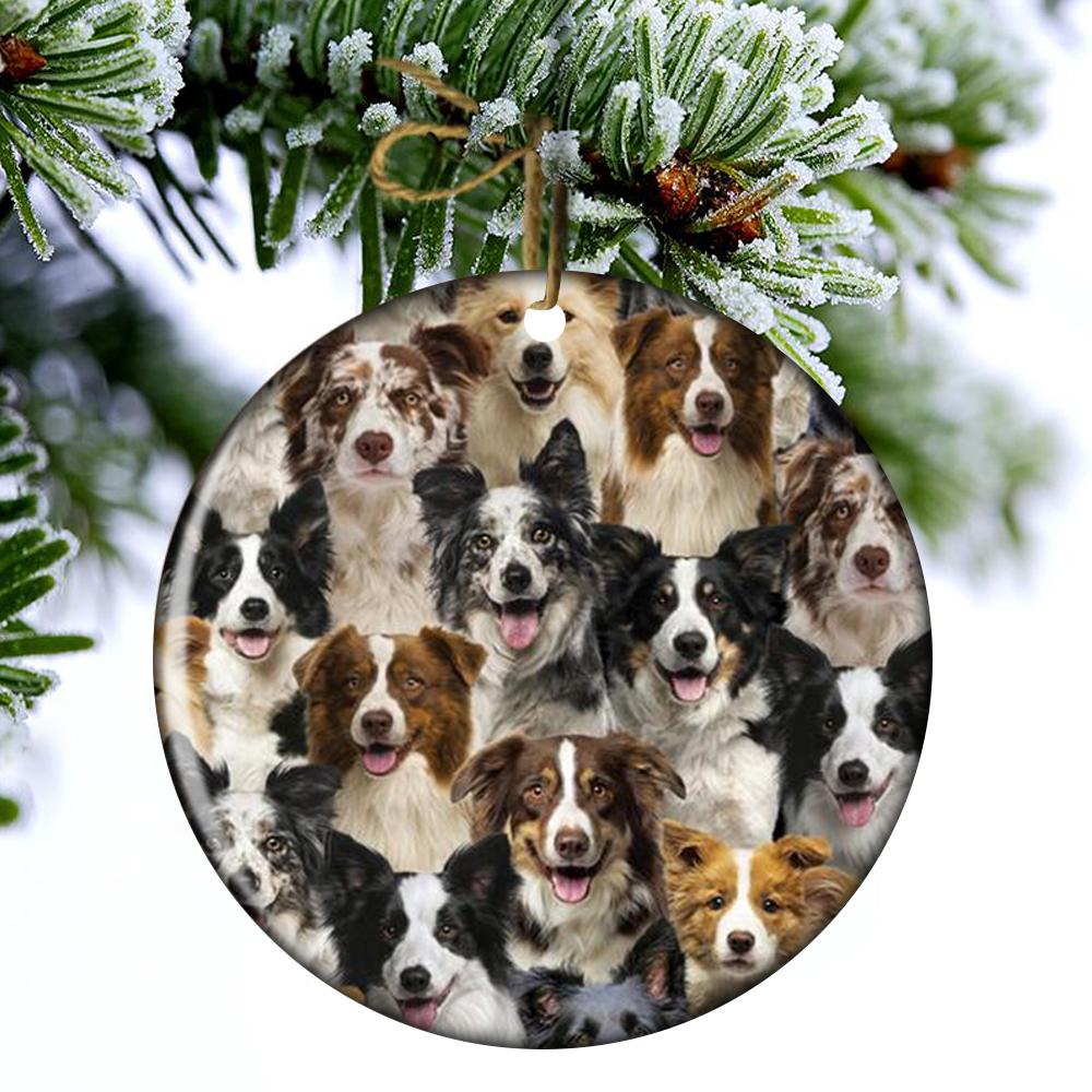 A Bunch Of Border Collies Porcelain/Ceramic Ornament