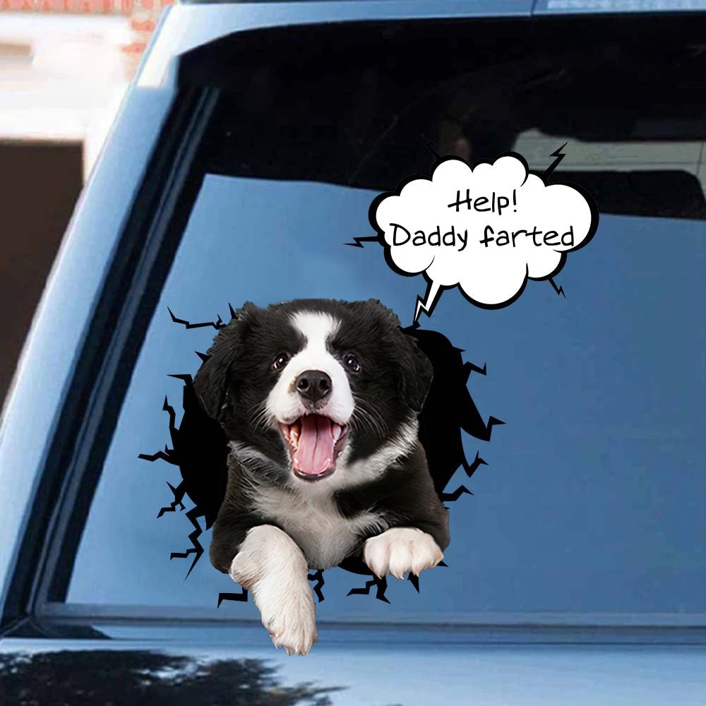 Help! Daddy Farted Border Collie Car/ Door/ Fridge/ Laptop Sticker