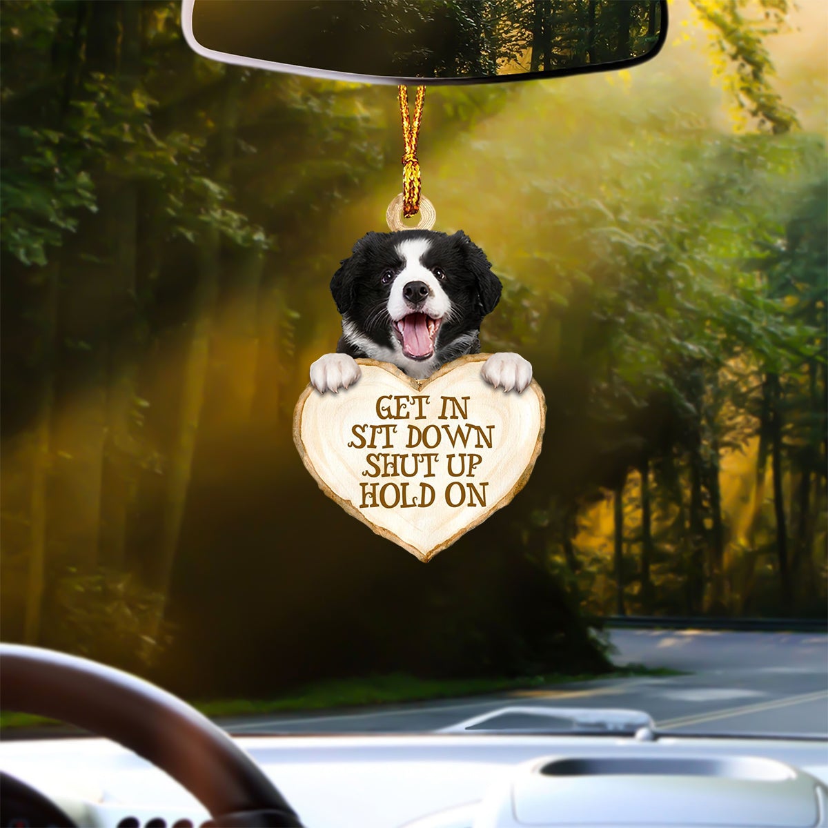 Border Collie Heart Shape Get In Car Hanging Ornament