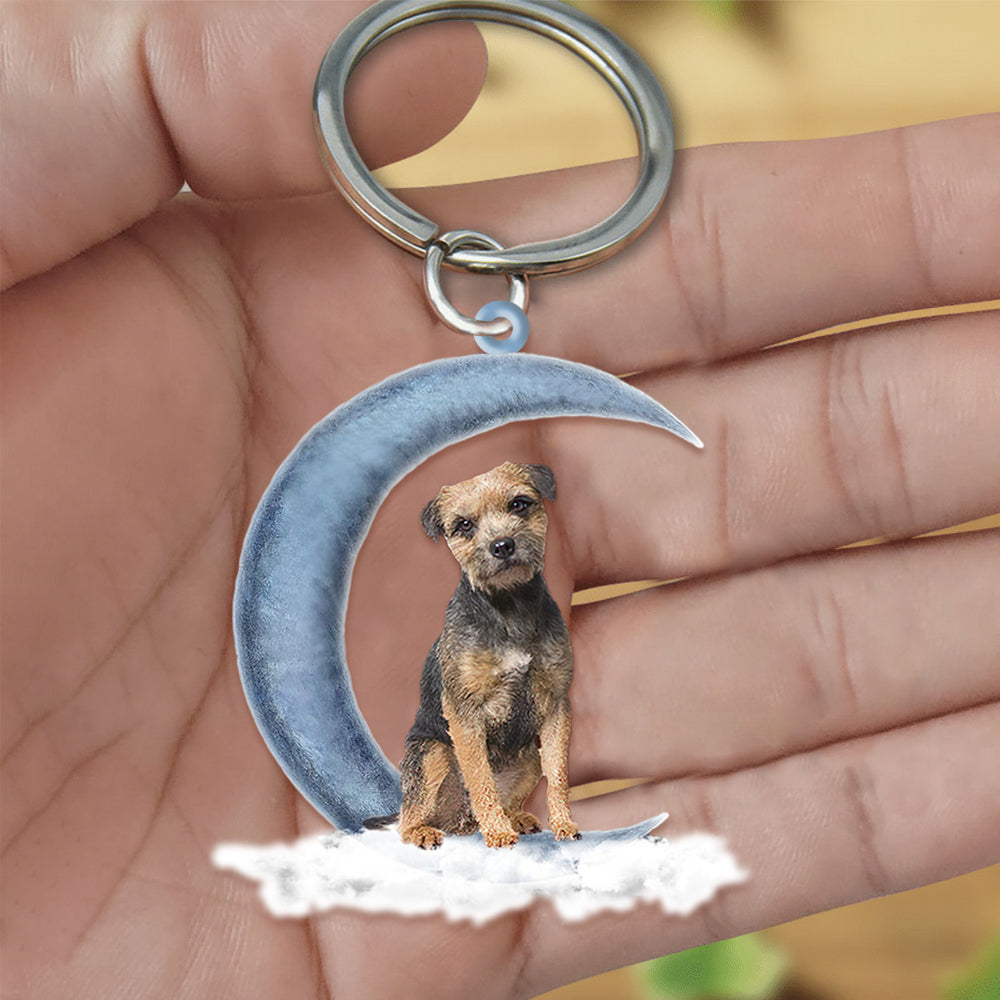 Border Terrier On The Moon Flat Acrylic Keychain