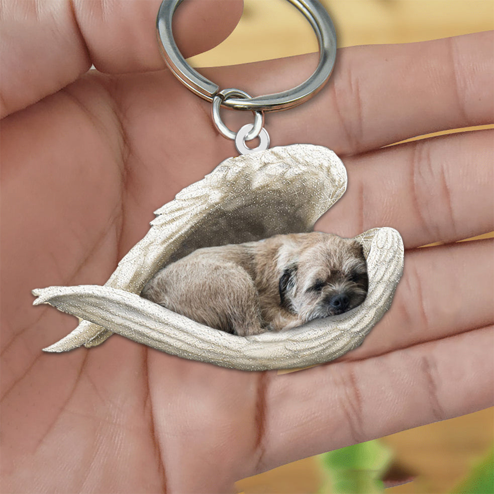 Border terrier Sleeping Angel Acrylic Keychain