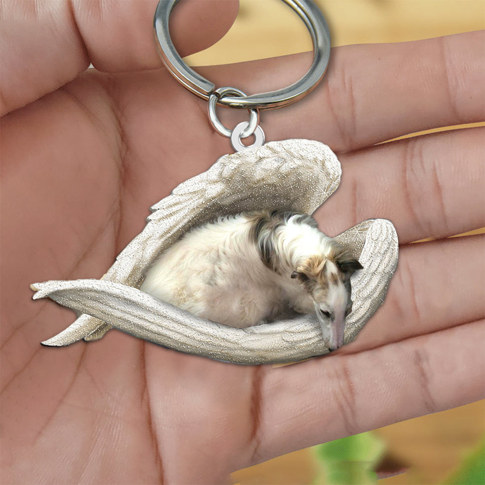 Borzoi Sleeping Angel Acrylic Keychain