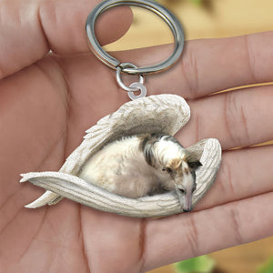 Borzoi Sleeping Angel Acrylic Keychain