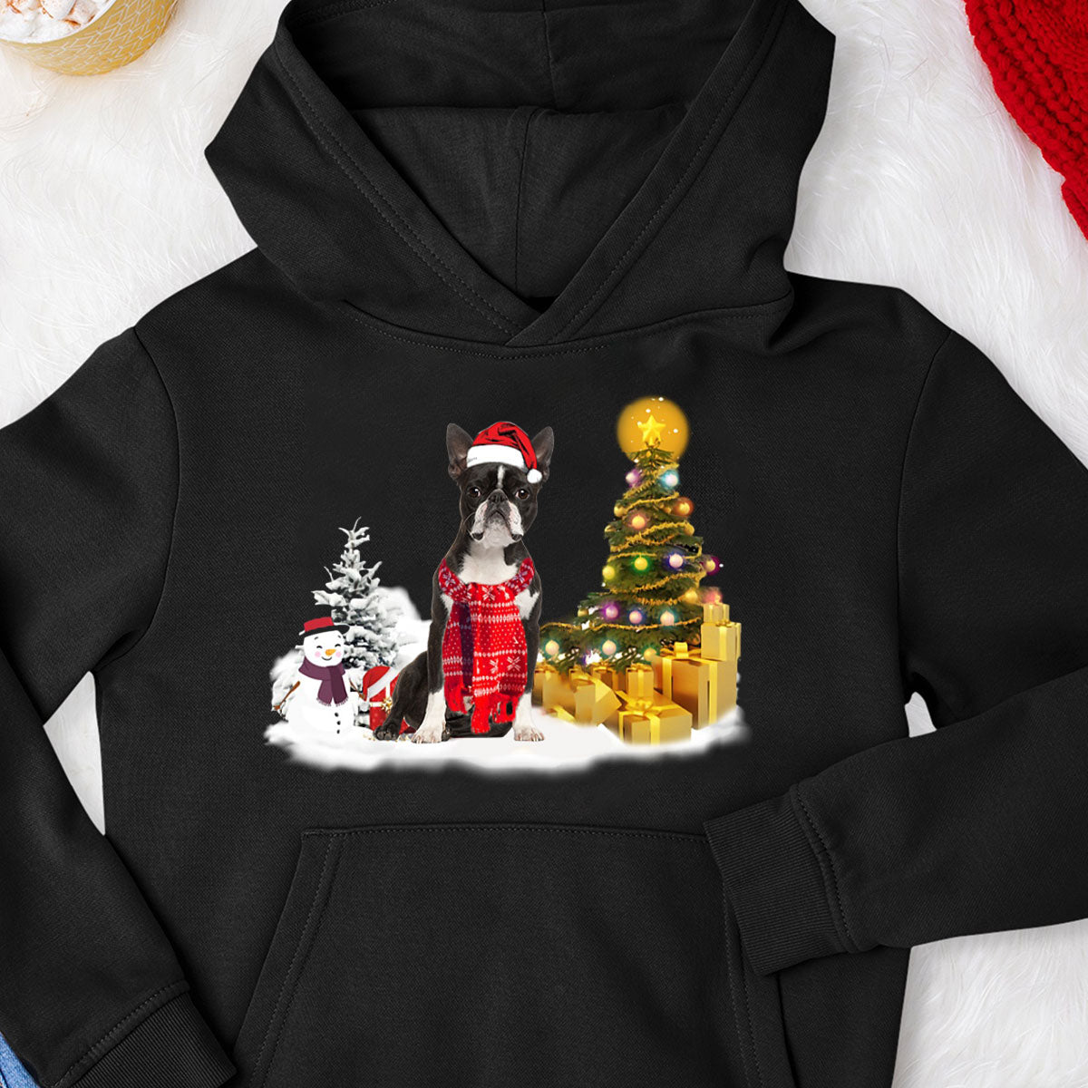 Unisex Merry Christmas Boston Terrier Hoodie
