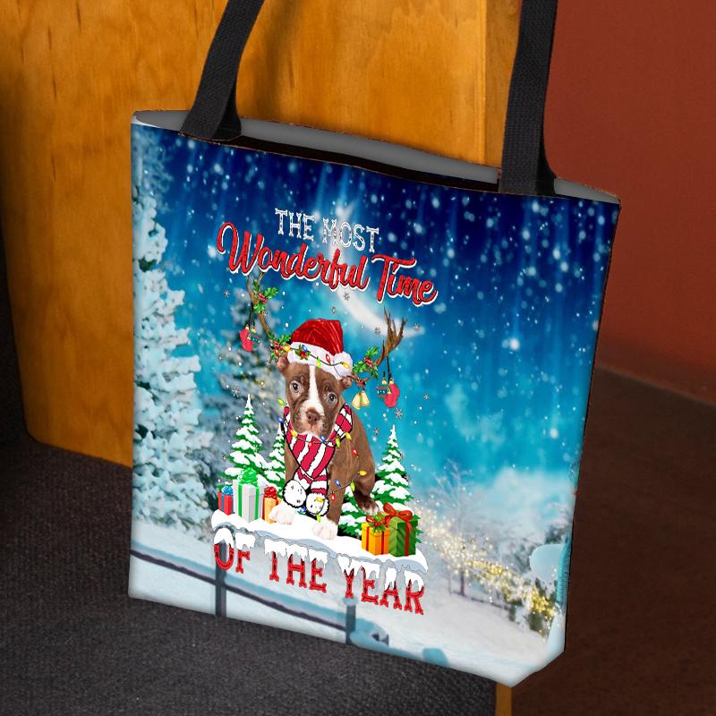 Boston Terrier Christmas Tote Bag