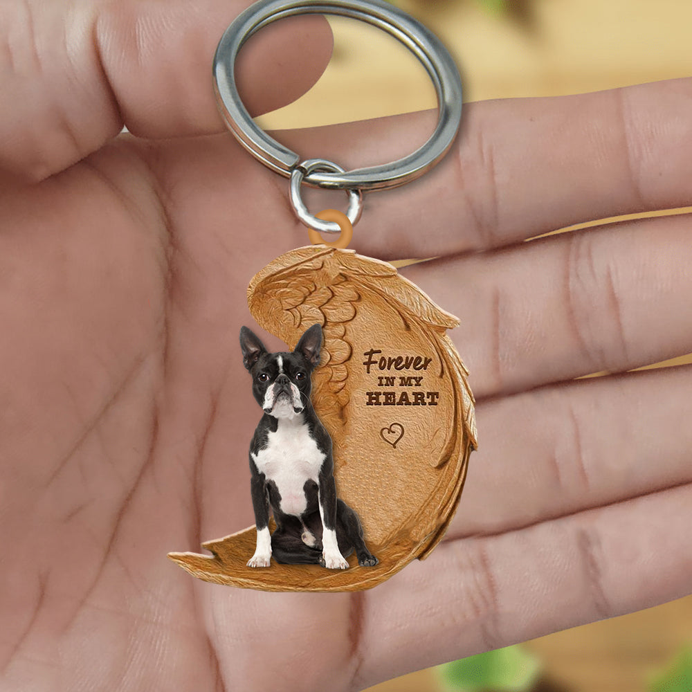 Boston Terrier Forever In My Heart Flat Acrylic Keychain