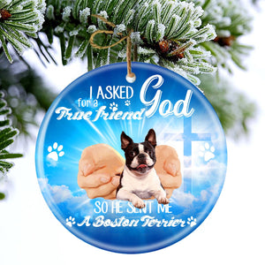 God Send Me A/An Boston Terrier Porcelain/Ceramic Ornament