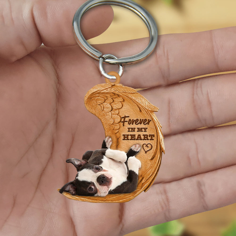 Boston Terrier Forever In My Heart Flat Acrylic Keychain