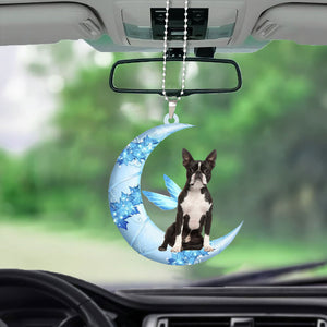 Boston Terrier Angel From The Moon Car Hanging Ornament