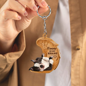 Boston Terrier Forever In My Heart Flat Acrylic Keychain