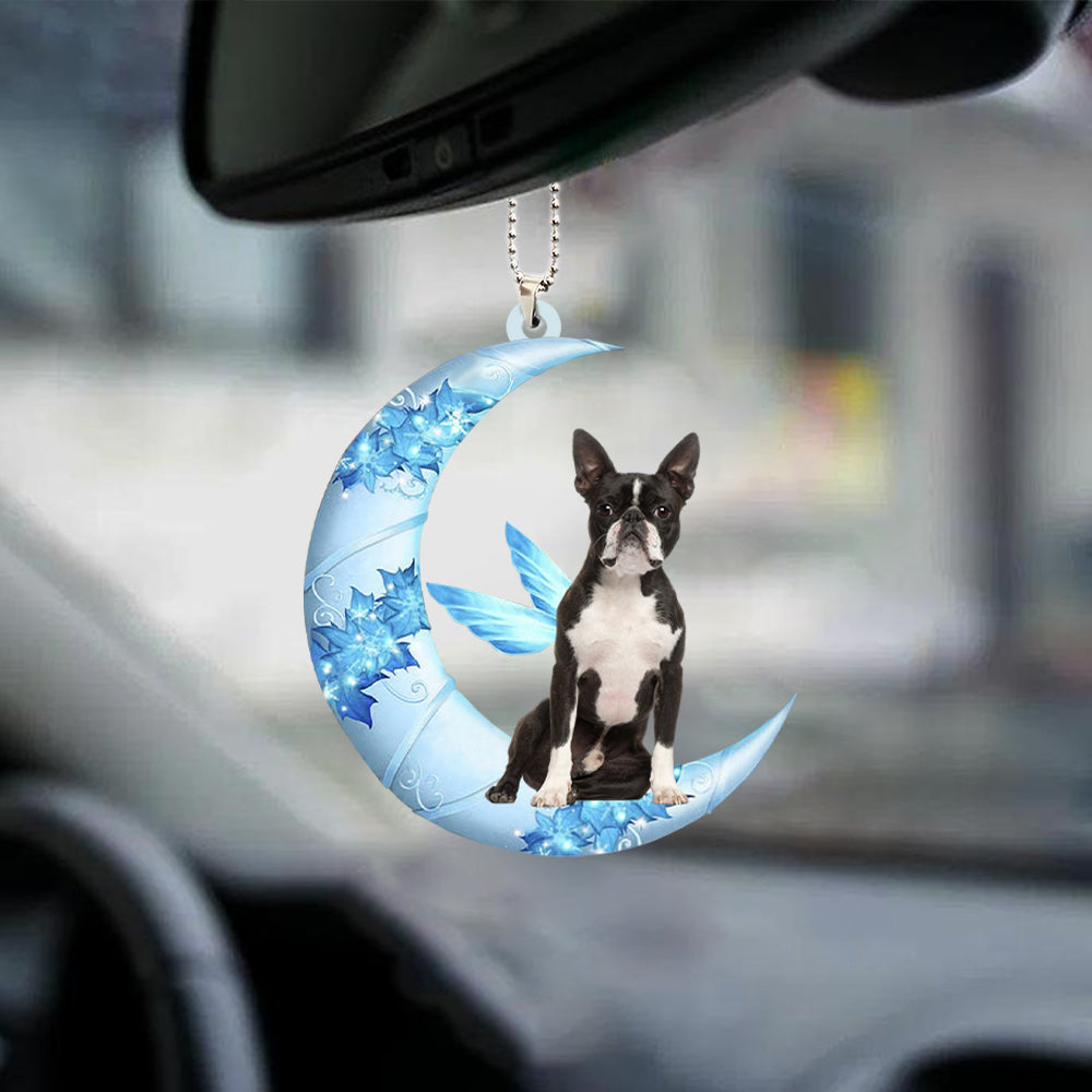 Boston Terrier Angel From The Moon Car Hanging Ornament