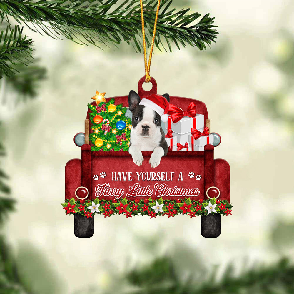Boston Terrier02 Have Yourself A Furry Little Christmas Ornament