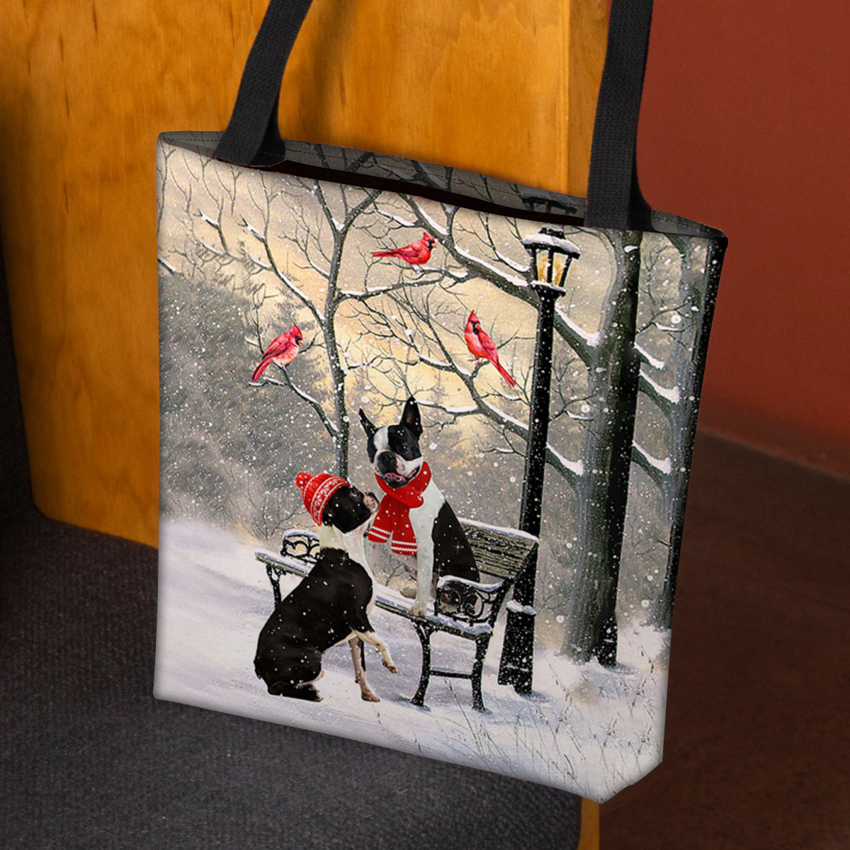 Boston Terrier Hello Christmas/Winter/New Year Tote Bag