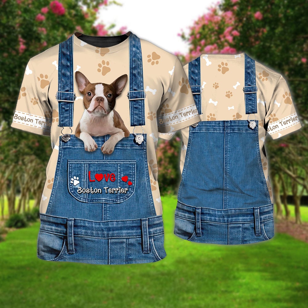 Love Boston Terrier 2 Cute Unisex T-shirt