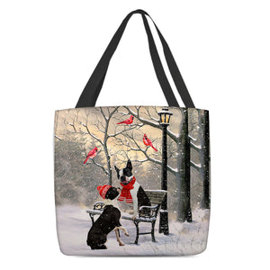 Boston Terrier Hello Christmas/Winter/New Year Tote Bag