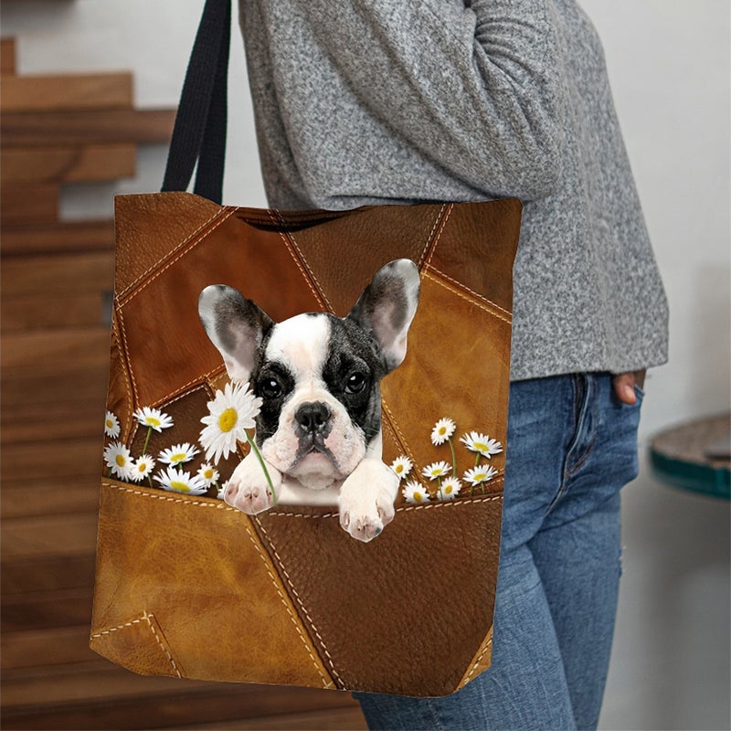 Boston Terrier1 Holding Daisy  All Over Printed Tote Bag