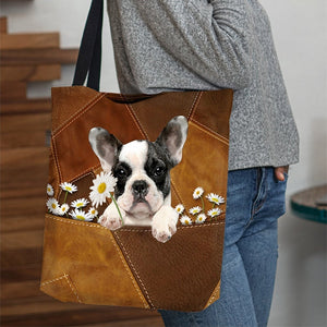 Boston Terrier1 Holding Daisy  All Over Printed Tote Bag