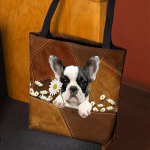 Boston Terrier1 Holding Daisy  All Over Printed Tote Bag
