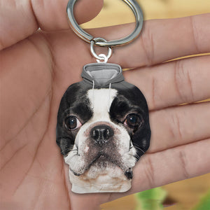Boston Terrier 3D Graphic Hoodie Acrylic Keychain