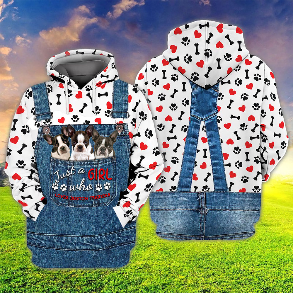 Just A Girl Who Loves Boston Terrier Hoodie For Dog Lovers