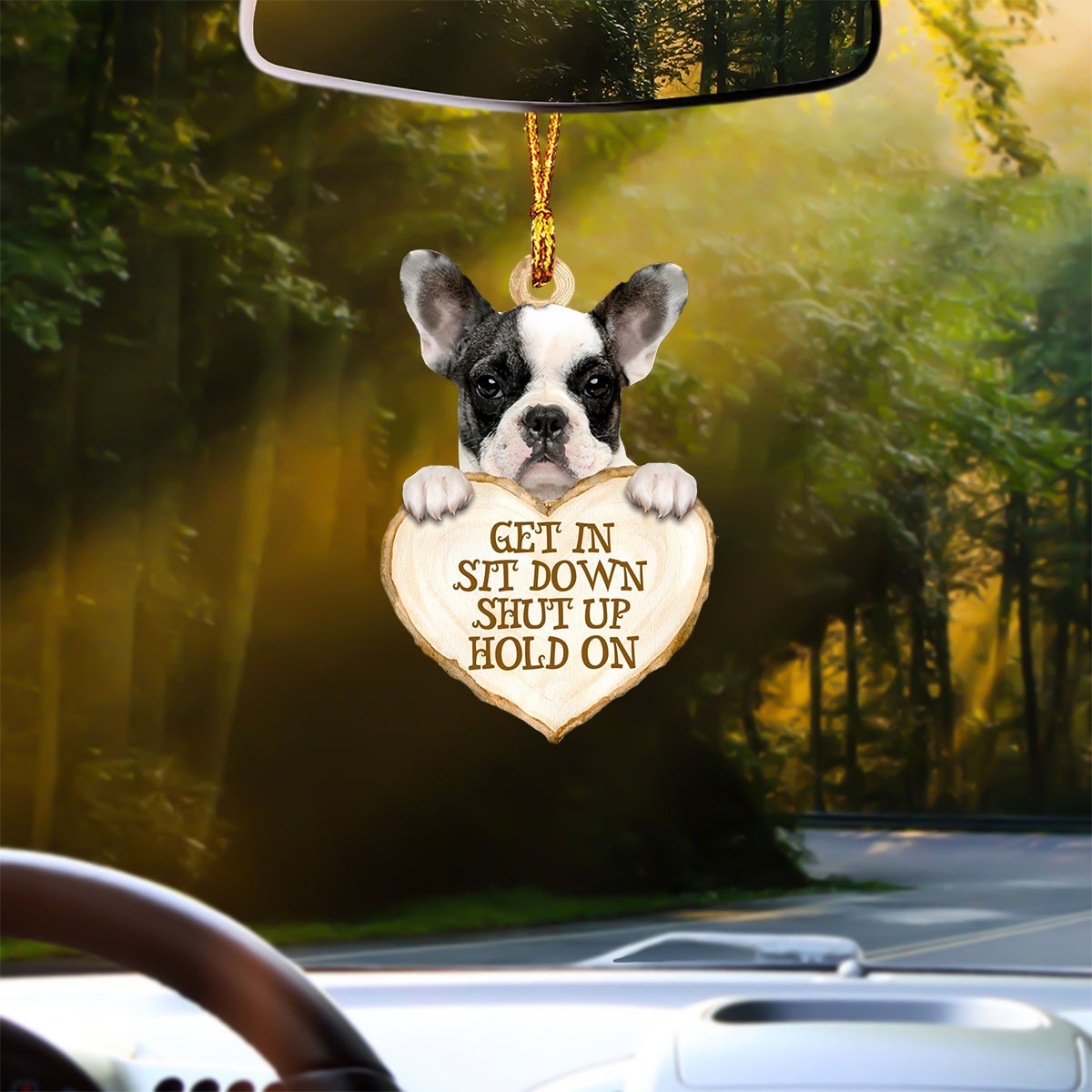 Boston Terrier Heart Shape Get In Car Hanging Ornament