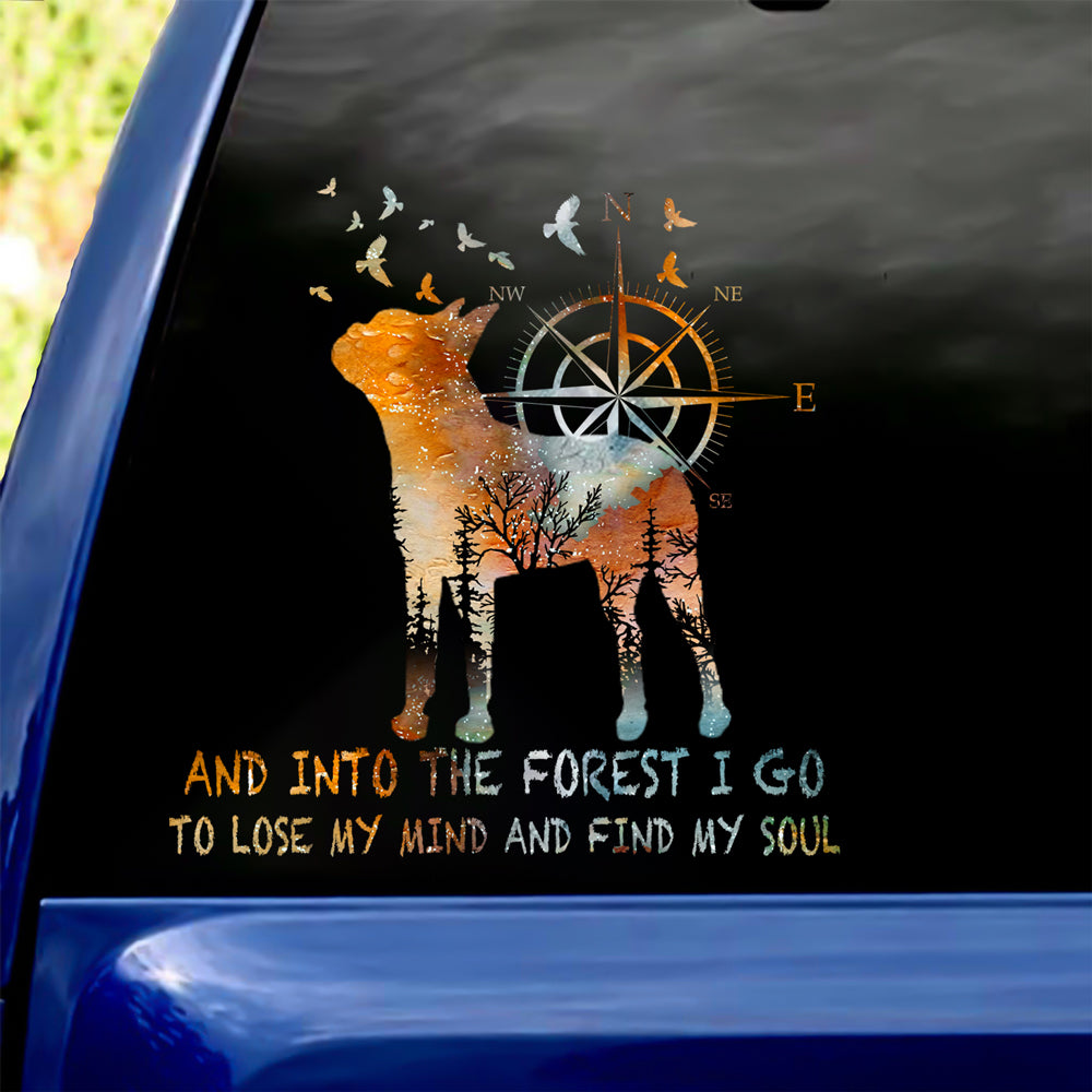 Boston Terrier Into The Forest I Go To Lose My Mind And Find My Soul Car/ Door/ Fridge/ Laptop Sticker V1